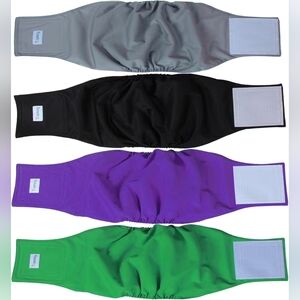 4pcs Reusable Wrap Diapers for Male Dogs (Size L1, 16" to 20" waist)